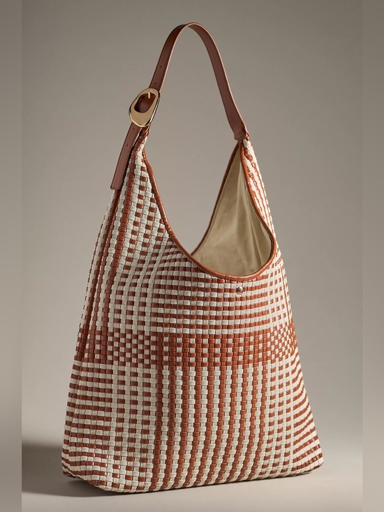 Anthropologie Handbags - Anthropologie Love Knot Slouchy Bag: Woven Faux-Leather Canvas Edition
